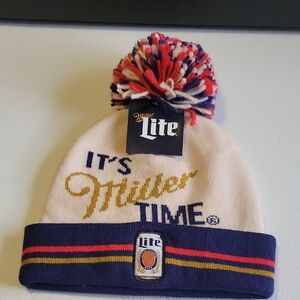 Beanie - White, Navy & Red